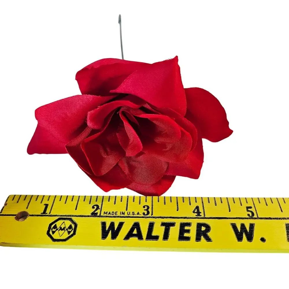 Red Artificial Silk Rose Flowers Wired Stems Wedding Craft 3
